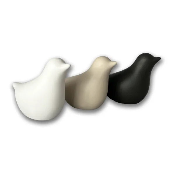 Keramische mini-urn vogel overzicht kleuren wit beige zwart