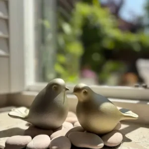 Mini urn vogel mat goud kristalglas sfeerbeeld