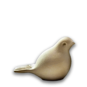 Mini urn vogel mat goud kristalglas