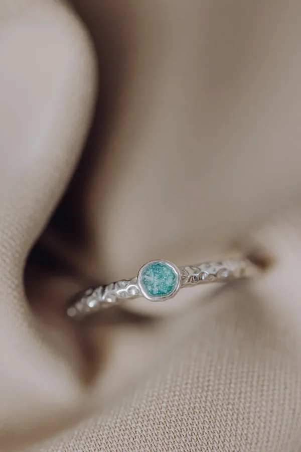 Round as ring/assieraad zilver groen solo