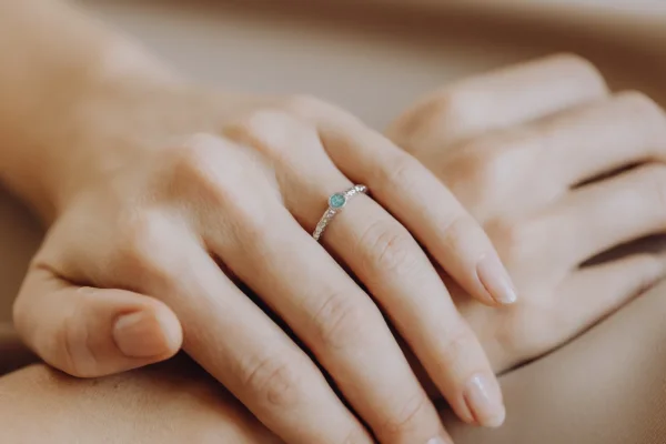 Round as ring/assieraad zilver groen