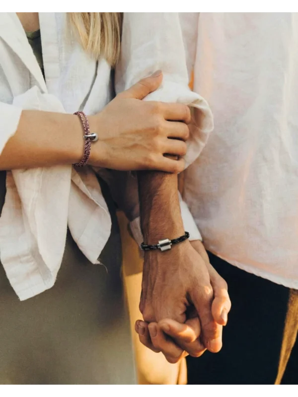 Jubilee as armband / assieraad roze & mauve met edelstaal sfeer