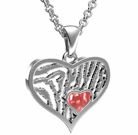 Vingerafdruk sieraad hanger hart met ascompartiment