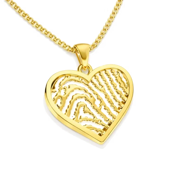 Vingerafdruk sieraad hanger hart goud