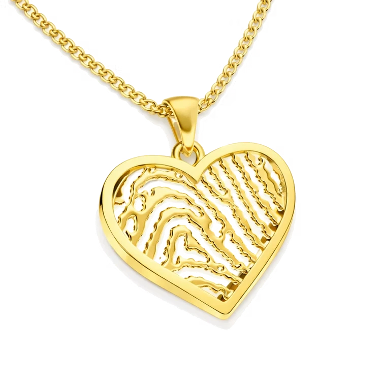 Vingerafdruk sieraad hanger hart goud