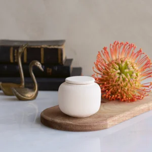 Keramische mini-urn Kora zacht beige engobe urne