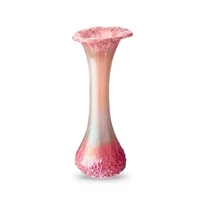 Glazen urn vaasje rose-beige kristalglas