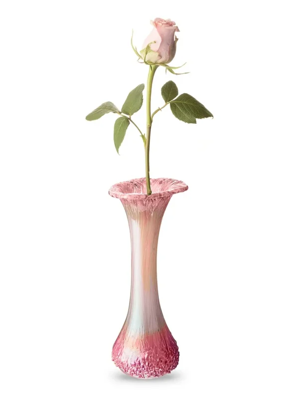 Glazen urn vaasje rose-beige kristalglas bloem